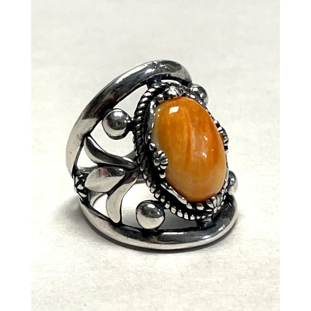 Carolyn Pollack Relios 925 Sterling Silver Butterscotch Egg Yolk Amber Ring Sz 6
